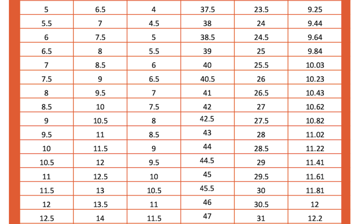 Shoes Size Conversion Chart - Soleracks