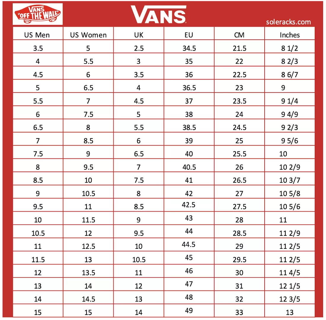 Sneaker size conversion online