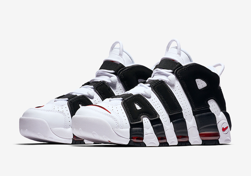 nike uptempo black and white mens