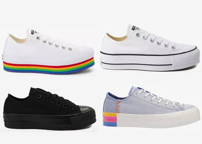 converse rainbow platform shoes