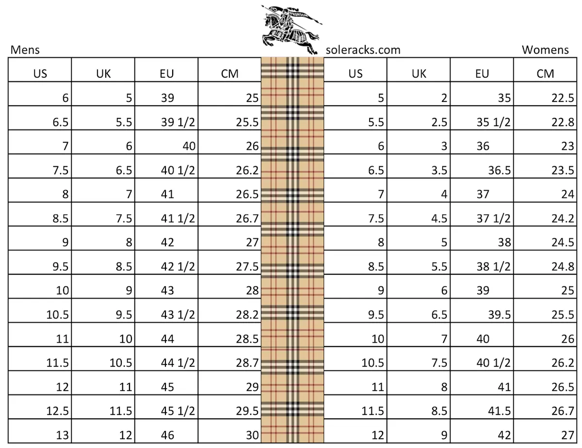 Burberry shoe size on sale