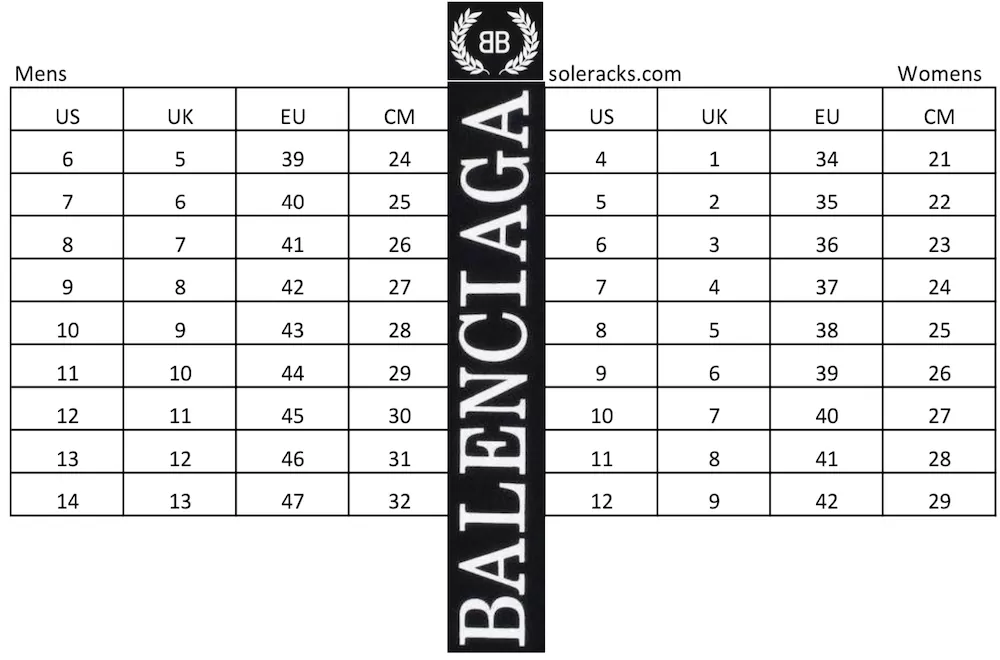 Balenciaga Shoes Size Chart Soleracks