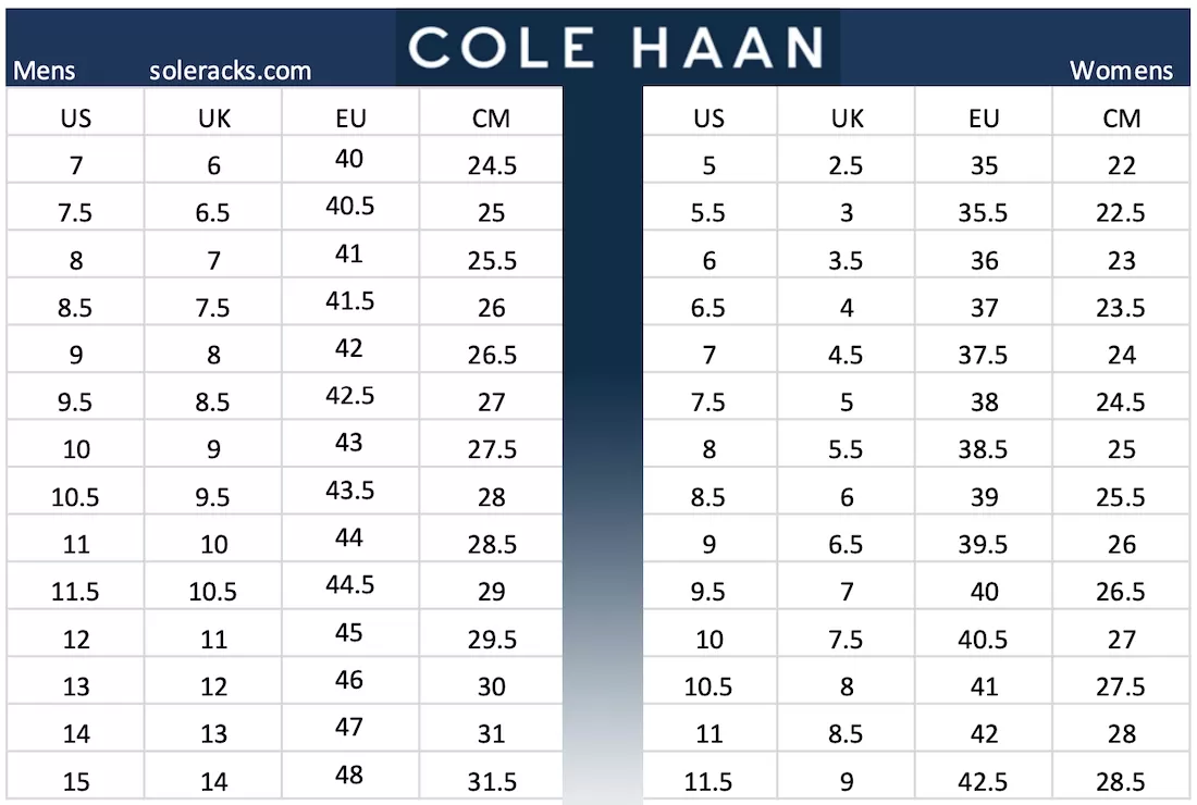 Men and women shoe chart hotsell