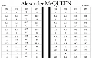alexander mcqueen sneakers size chart