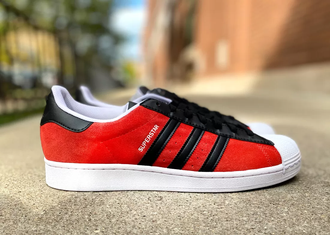 Adidas superstar single red stripe best sale