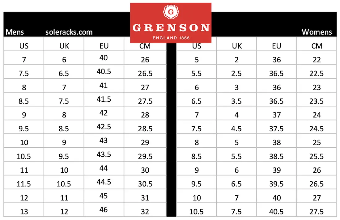 grenson women's shoes sizing