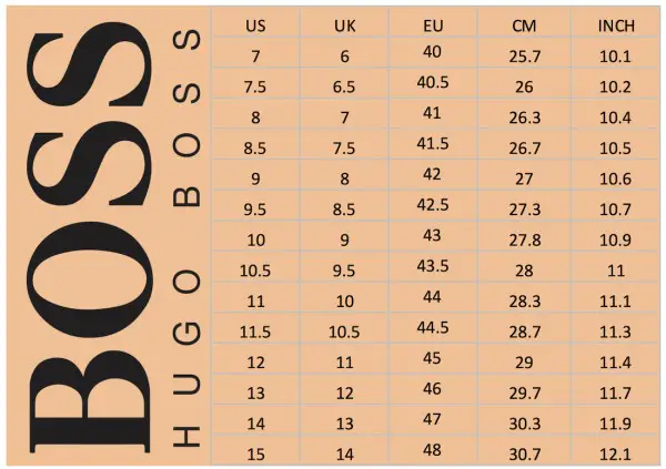 HUGO BOSS Shoes Size Chart (Men's) - Soleracks