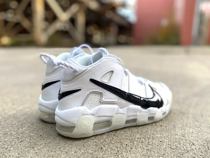 NIKE Air More Uptempo SE rubber-trimmed leather and mesh sneakers