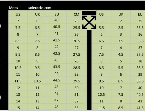 girasol Cerdo Fiordo Nike Shoes Size Chart - Men's & Women's Unisex - Soleracks