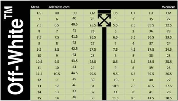 Off-White Shoes Size Chart Men's & Women's - Soleracks